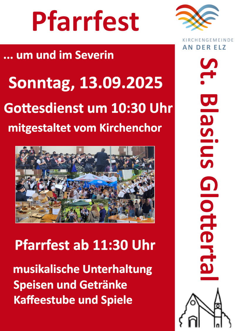 Einladung zum Pfarrfest am Sonntag, 13.09.2026, Gottesdienst 10:30 Uhr, Pfarrfest ab 11:30 Uhr